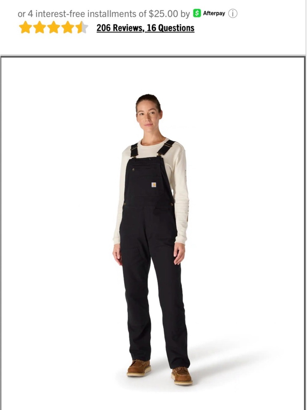 Carhartt Women’s Black Bib Overalls with Cream Crewneck Layer